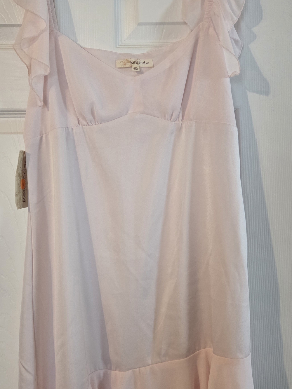 Rewind Pale Pink Ruffle Strap Slip Dress